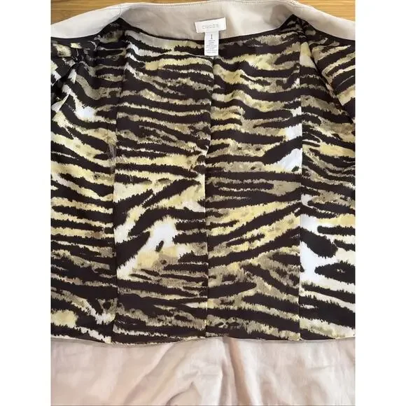 Chico's Women’s Moto Jacket - Size 1 M - Tan - Zipper Pockets - Picture 6 of 8